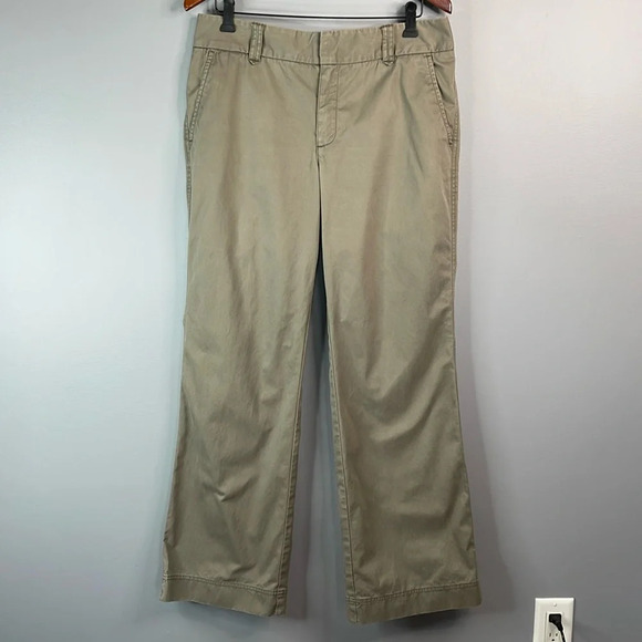 EDDIE BAUER Mercer Fit Twill Trousers Khaki Green High Waist Straight Leg 12 - Picture 11 of 11